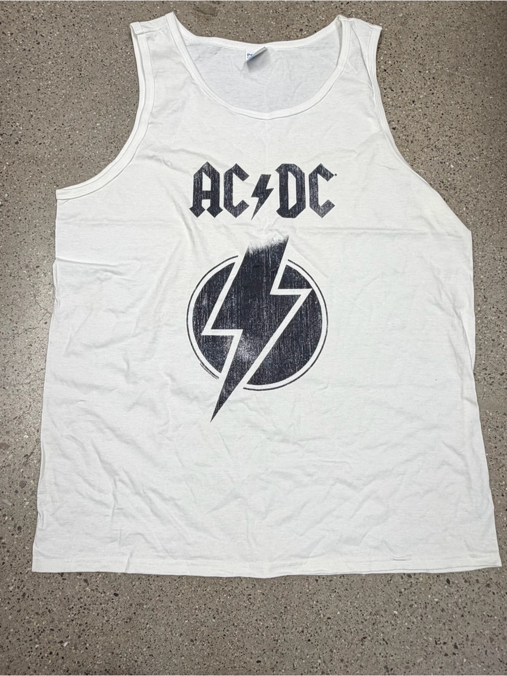 AC/DC White Band Logo Tank — Bold Black Print